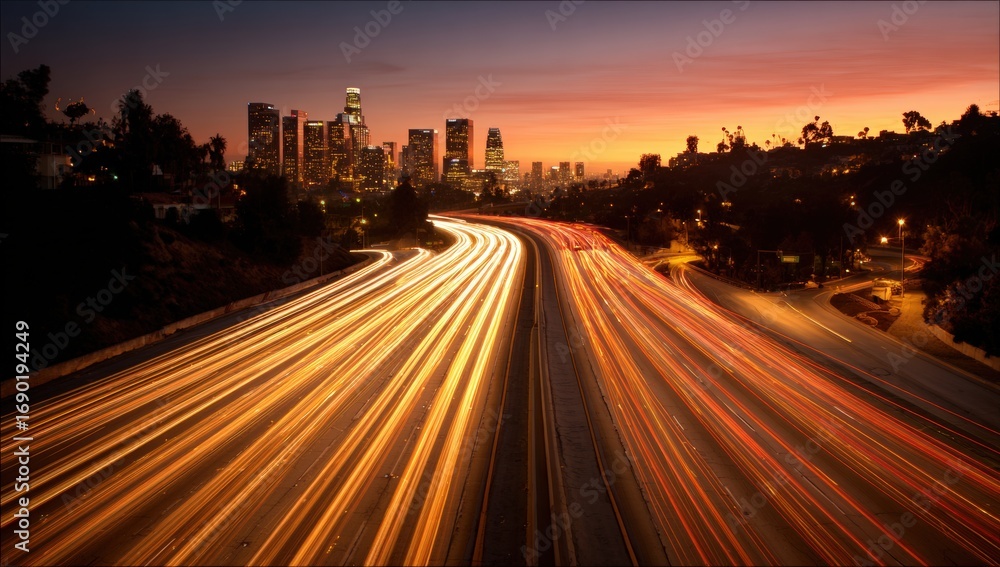 Obraz premium City highway at sunset (4)