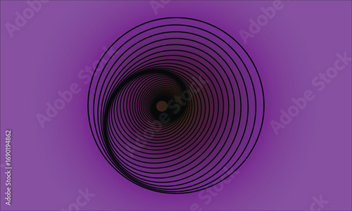 Black spiral vortex on purple gradient background abstract blue