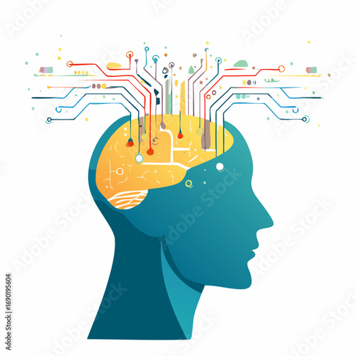 Conceptual Illustration Of A Brain With Circuitry