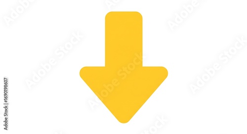 Yellow Down Arrow Icon Pointing Direction.