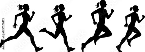 Female runners in silhouette