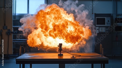 A controlled explosion in a laboratory setting