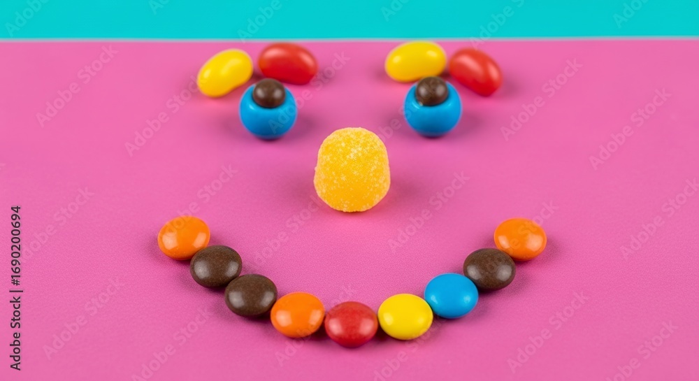 Obraz premium Whimsical candy smiley face brings joy and fun to any project, perfect for cheerful designs