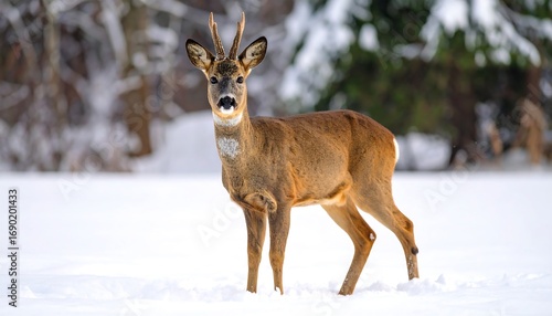 Roe deer in snowy forest (1)