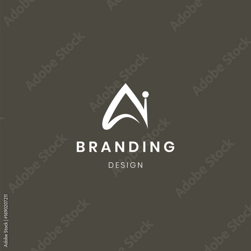 Abstract letter Ai logo. This logo icon is combined with abstract shapes in a creative way.