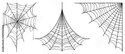 Vector Set of spider web on white
