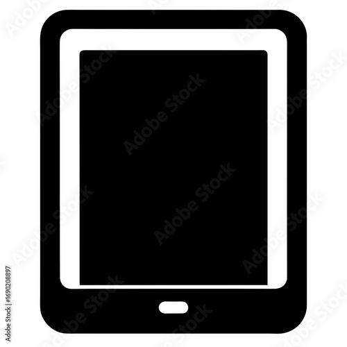 Simple Tablet Gadget Black Silhouette Icon Vector Design on White Background