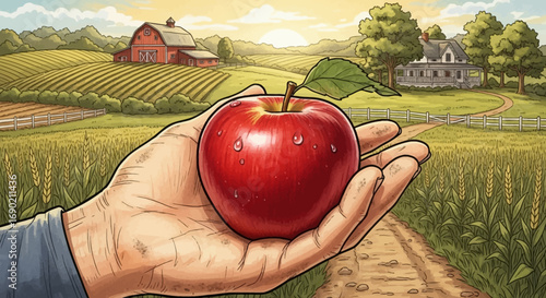 Farm Fresh A Crisp Apple Harvested on a Sunny Countryside