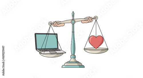 Balancing Tech and Heart A Visual Metaphor for Work-Life Harmony