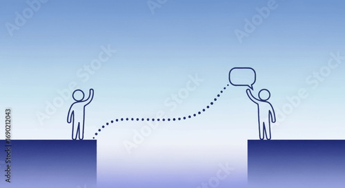 Bridging the divide with effective communication, a symbolic connection between two individuals separated by a gap