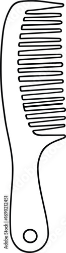 Silhouette of hair comb with handle, hairdressing tool, salon accessory, hair care equipment, grooming concept, vector illustration isolated on white background