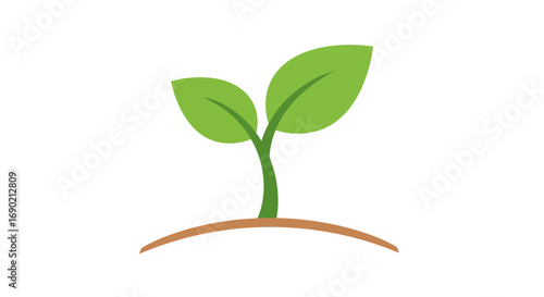 Vibrant green sprout emerging from fertile soil, symbolizing new beginnings, fresh growth, and the power of nature's life cycle in a minimalist illustration