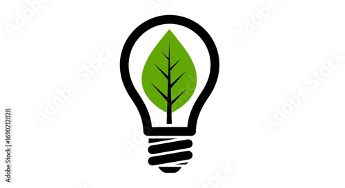 Green Innovation Light Bulb with Leaf Symbolizes Environmental Concept