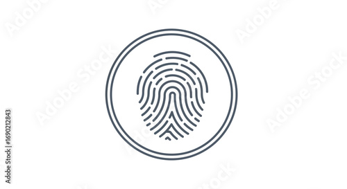 Fingerprint identification icon Security and authentication concept isolated on white, with a focus on biometrics