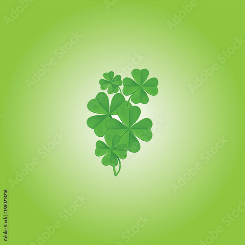 Clover leaf plant icon set. Shamrock symbol for St. Patrick's Day and luck. Vector illustration isolated on white.