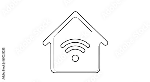 Smart Home Connectivity A House with Wi-Fi Symbol, Illustrating Wireless Internet and Home Automation