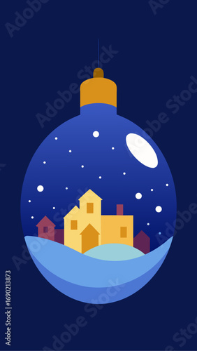 Ornament showing a winter village scene