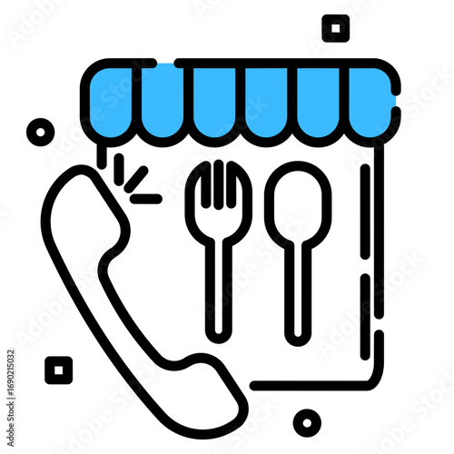 Icon of ordering meals by telephone for take away or delivery service. suitable for website, food application and e-commerce.