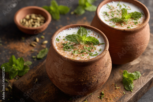 Cooling Indian Drink Chaas with Coriander Garnish