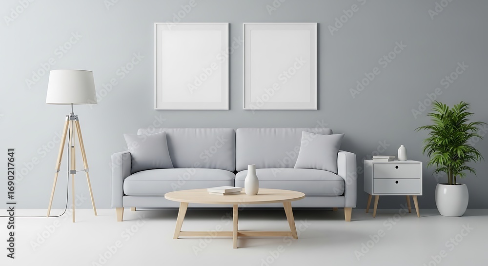 Obraz premium Modern Gray Living Room Interior Design.