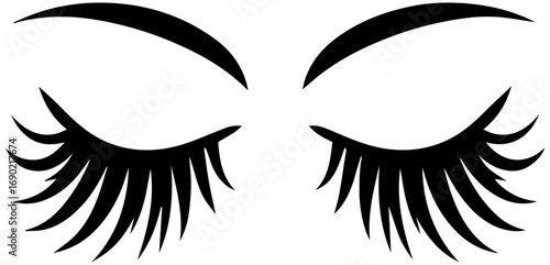 Elegant black lashes and brows offer alluring beauty with captivating aesthetic