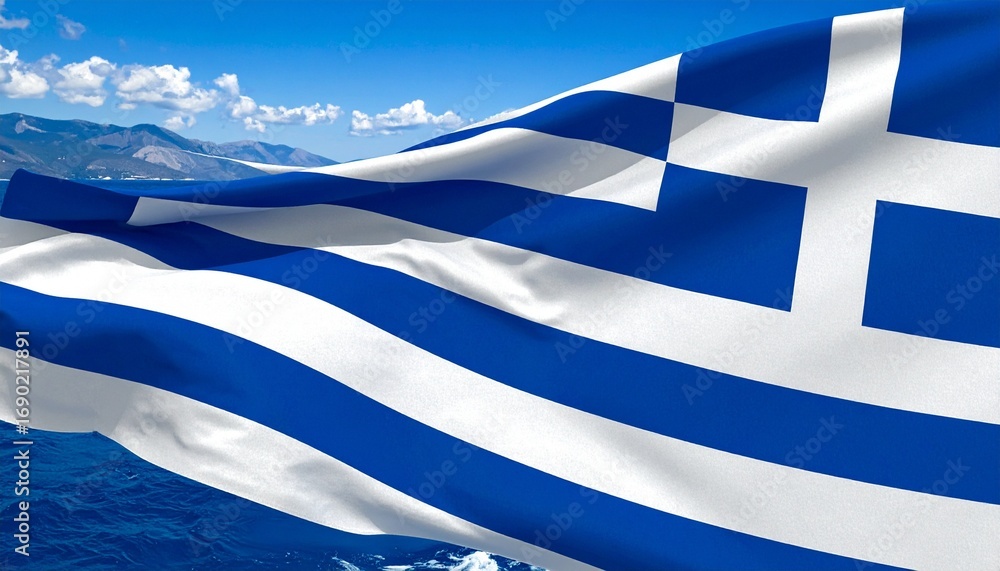 Obraz premium Wavy Flag of Greece