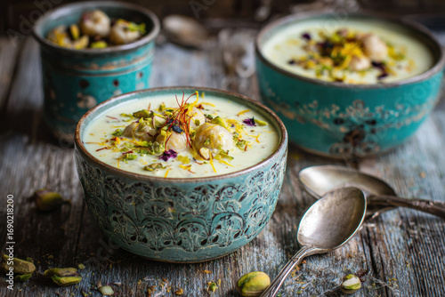 Modern Ceramic Bowl of Makhana Kheer Dessert