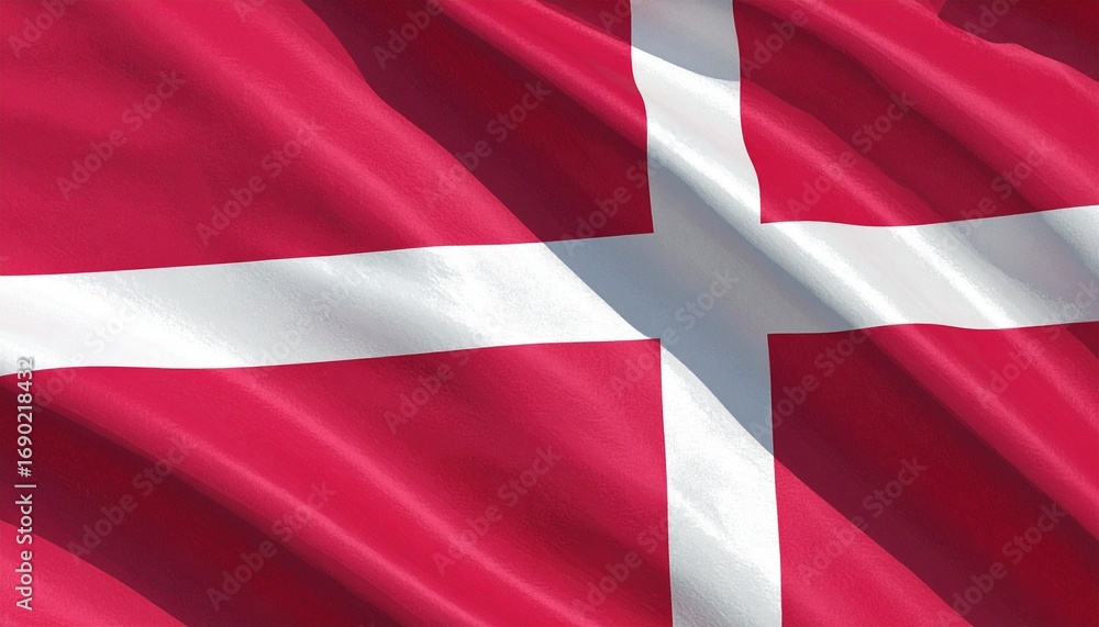 Fototapeta premium Wavy Flag of Denmark