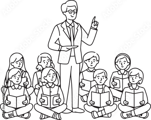 Teacher Teaching Students Vector Illustration Classroom Learning Education Design
