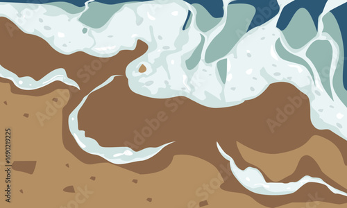 Closeup sandy beach background in simple detailed style