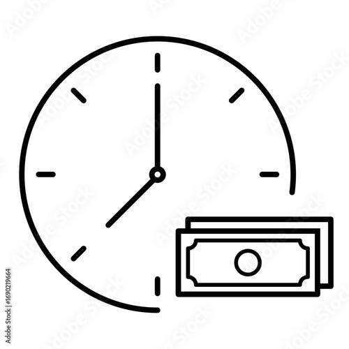 clock and money, time is money line icon with editable stroke