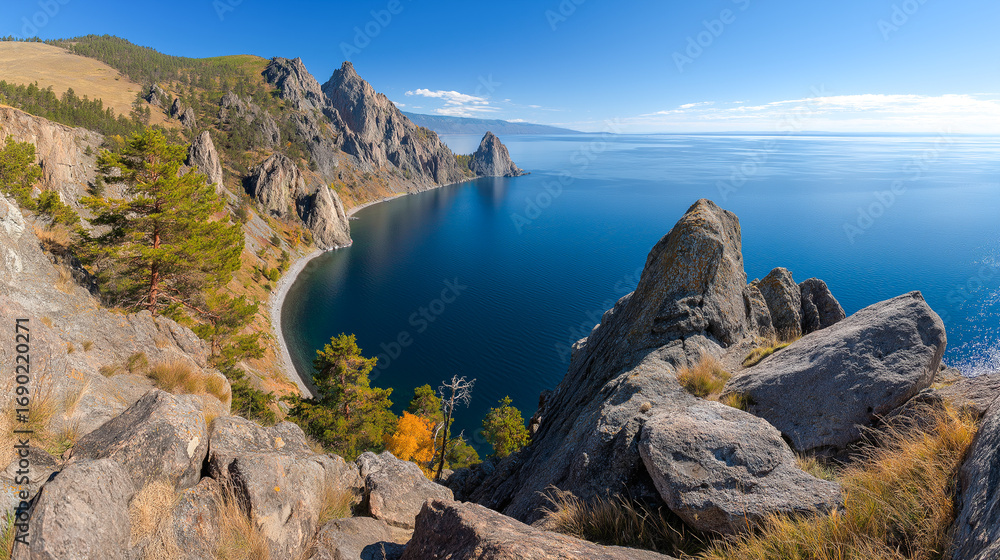 Fototapeta premium lake mountain landscape rock