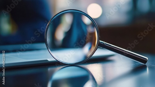 Magnifying glass on desk