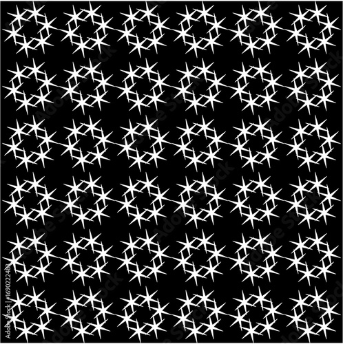 A grid of luminous starbursts shines brilliantly, each forming radiant circular constellations, weaving endless geometric harmony across the infinite void.