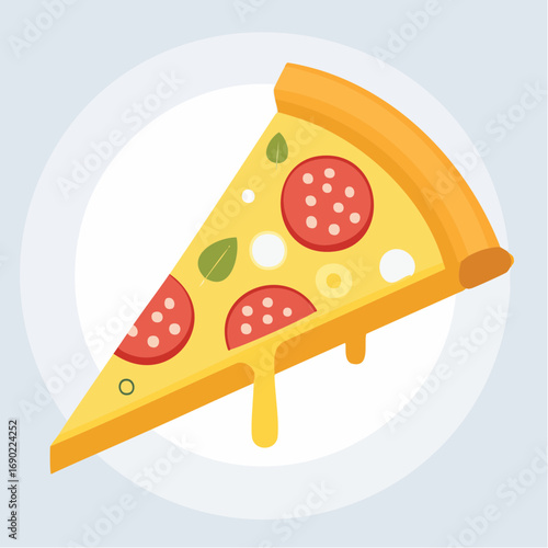 Pizza Slice With Melted Cheese And Pepperoni