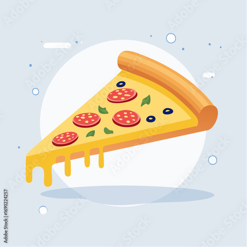 Cartoon Pizza Slice With Melted Cheese