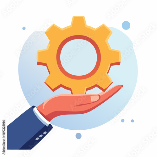 Business Hand Holding Gear Icon