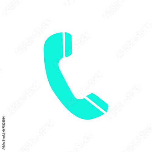 Blue glossy 3D phone icon on a white background for a contact or communication button design