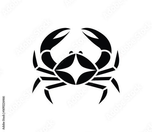 Bold black crab symbol silhouette for zodiac cancer astrological sign nautical themes