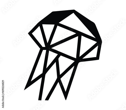 Geometric jellyfish abstract art low poly design nautical marine life symbol