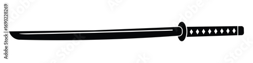 Katana sword. Japanese samurai blade vector symbol. Transparent illustration