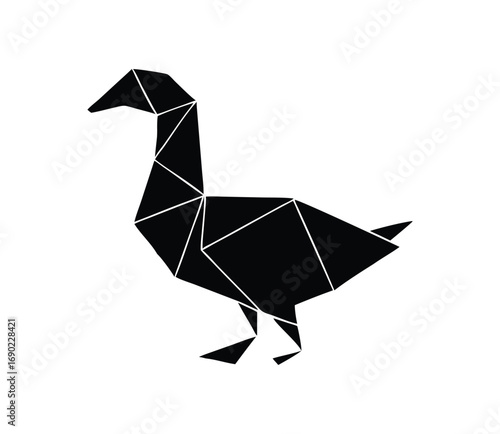 Geometric black goose silhouette origami style modern design abstract animal art