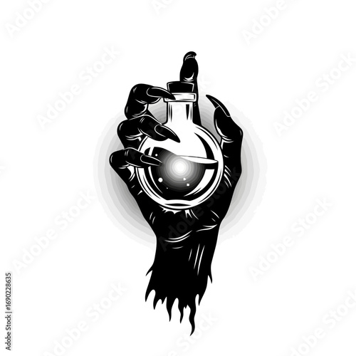 Mysterious potion held by a clawed hand
