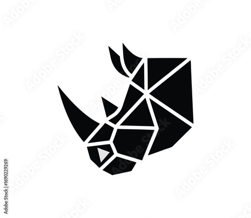 Geometric abstract rhino head logo design modern animal icon graphic
