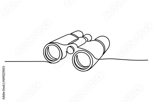 Continuous one line drawing of binoculars minimal vector illustration for travel tourism and adventure design