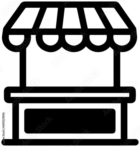 Charming market stall icon for outdoor events, festivals, and small business promotion