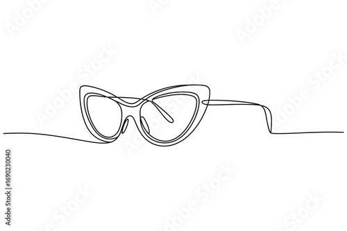 Continuous one line drawing of cat eye glasses minimal vector illustration for eyewear fashion design concept