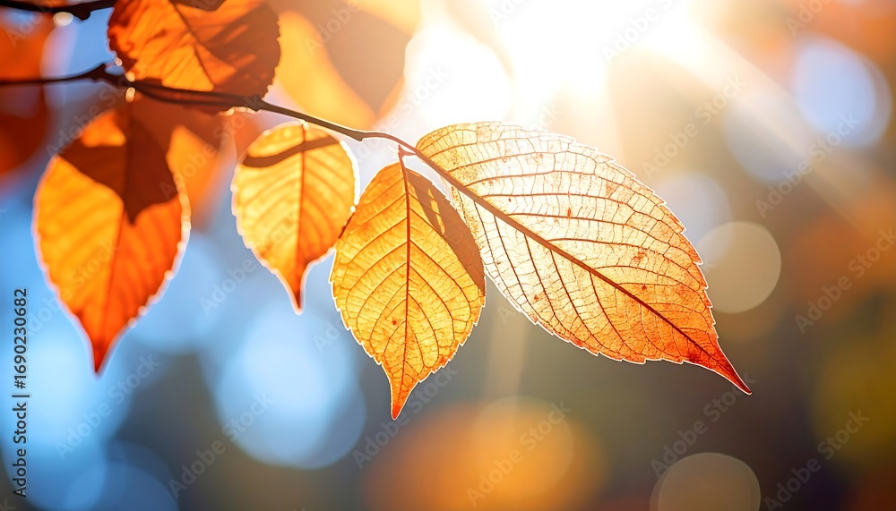 Obraz premium Sunlit autumn leaf details