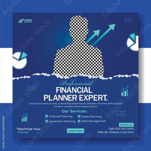Professional financial planner expert social media post template design