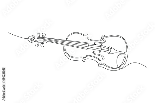 Continuous one line drawing of violin musical instrument vector illustration with elegant minimal design